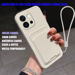 Case for OnePlus 13T Liquid Silicone Card Holder Soft Phone Skin Cover OnePlus 13R 12 Shockproof Back Pocket Wallet Funda