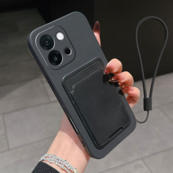 Case for OnePlus 13T Liquid Silicone Card Holder Soft Phone Skin Cover OnePlus 13R 12 Shockproof Back Pocket Wallet Funda