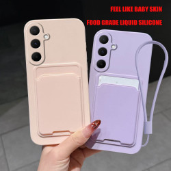 Case for Samsung Galaxy A56 5G Liquid Silicone Card Holder Soft Phone Skin Cover Galaxy A36A26A16A06 5G Shockproof Back Pocket...