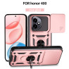 For Honor 400 Case With Slide Lens Cover 400 Lite Rotating Ring Shockproof Stand Holder Phone Case