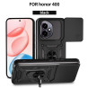 For Honor 400 Case With Slide Lens Cover 400 Lite Rotating Ring Shockproof Stand Holder Phone Case