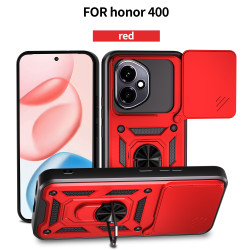 For Honor 400 Case With Slide Lens Cover 400 Lite Rotating Ring Shockproof Stand Holder Phone Case