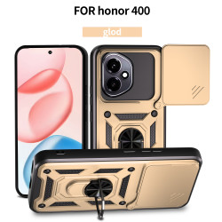 For Honor 400 Case With Slide Lens Cover 400 Lite Rotating Ring Shockproof Stand Holder Phone Case