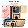 For Honor 400 Case With Slide Lens Cover 400 Lite Rotating Ring Shockproof Stand Holder Phone Case