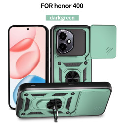 For Honor 400 Case With Slide Lens Cover 400 Lite Rotating Ring Shockproof Stand Holder Phone Case