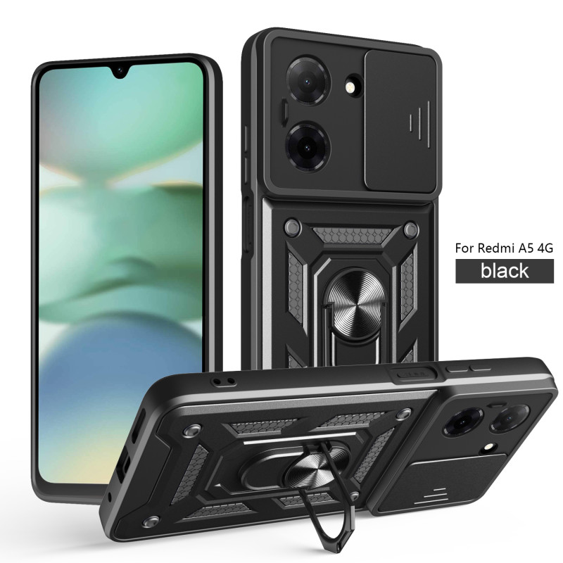 For Xiaomi Redmi A5 4G Case With Slide Lens Cover Rotating Ring Shockproof Stand Holder Phone Case
