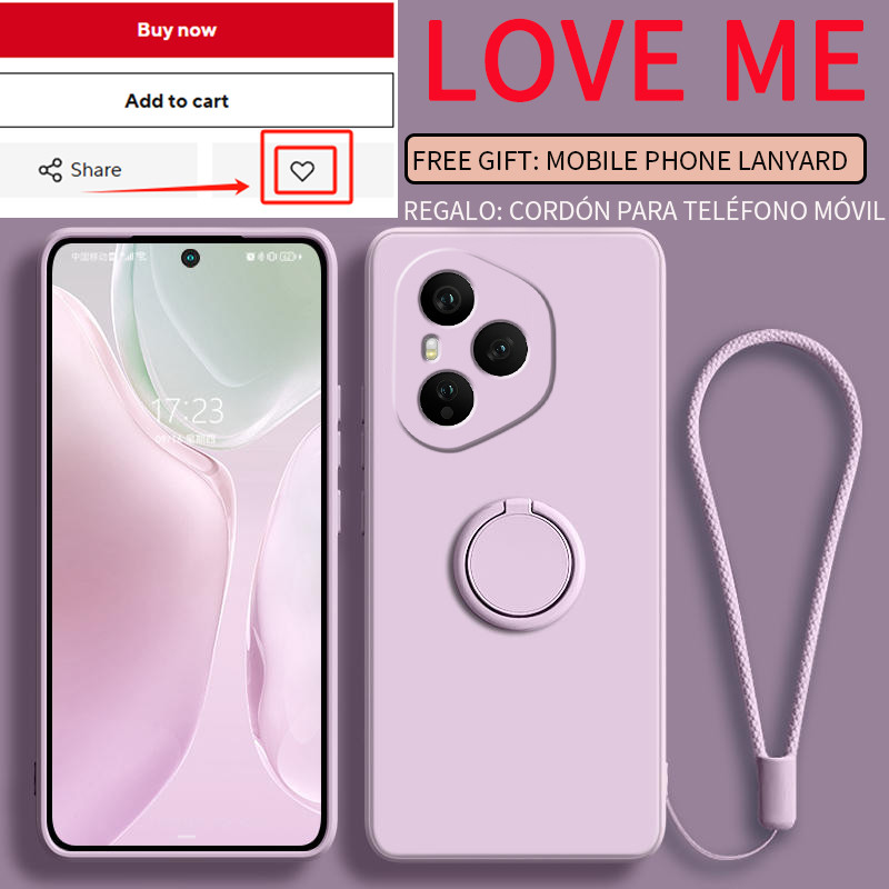 Case For Honor 400 Pro Liquid Silicone Ring Holder Soft Phone Cover for 300 Ultra 300 Pro Shockproof Back Fundas