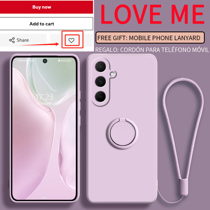 Case for Samsung Galaxy A56 5G Case Liquid Silicone Ring Stand Phone Shell Coque for A36 A26 A16 A06 5G Cover Shockproof Funda Bumper Back Case