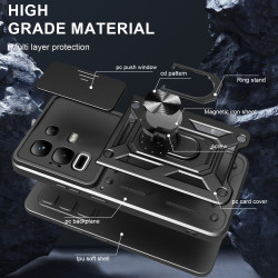 For Infinix Note 50x Case With Slide Lens Cover Rotating Ring Shockproof Stand Holder Phone Case