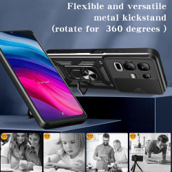 For Infinix Note 50x Case With Slide Lens Cover Rotating Ring Shockproof Stand Holder Phone Case
