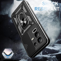 For Infinix Note 50x Case With Slide Lens Cover Rotating Ring Shockproof Stand Holder Phone Case