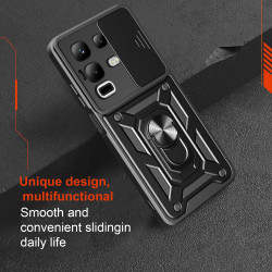 For Infinix Note 50x Case With Slide Lens Cover Rotating Ring Shockproof Stand Holder Phone Case