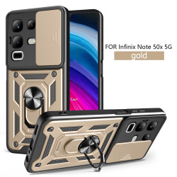 For Infinix Note 50x Case With Slide Lens Cover Rotating Ring Shockproof Stand Holder Phone Case