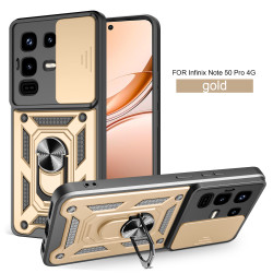 For Infinix Note 50 Pro 4G Case With Slide Lens Cover Note 50 4G Note 40 Pro 5G Note 40 4G Rotating Ring Shockproof Stand Holder Phone Case