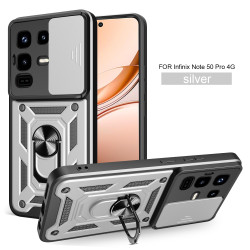 For Infinix Note 50 Pro 4G Case With Slide Lens Cover Note 50 4G Note 40 Pro 5G Note 40 4G Rotating Ring Shockproof Stand Holder Phone Case