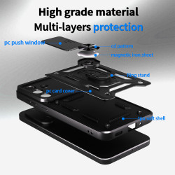 For Samsung Galaxy M56 Case With Slide Lens Cover Galaxy M55 M54 5G Rotating Ring Shockproof Stand Holder Phone Case