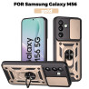 For Samsung Galaxy M56 Case With Slide Lens Cover Galaxy M55 M54 5G Rotating Ring Shockproof Stand Holder Phone Case