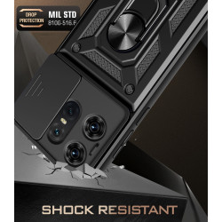 For Motorola Edge 50 Pro Case With Slide Lens Cover Edge 50 Fusion 50 Neo 50 5G 40 50 Pro Rotating Ring Shockproof Stand Holder Phone Case