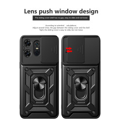 For Motorola Edge 50 Pro Case With Slide Lens Cover Edge 50 Fusion 50 Neo 50 5G 40 50 Pro Rotating Ring Shockproof Stand Holder Phone Case