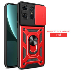 For Motorola Edge 50 Pro Case With Slide Lens Cover Edge 50 Fusion 50 Neo 50 5G 40 50 Pro Rotating Ring Shockproof Stand Holder Phone Case