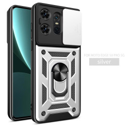 For Motorola Edge 50 Pro Case With Slide Lens Cover Edge 50 Fusion 50 Neo 50 5G 40 50 Pro Rotating Ring Shockproof Stand Holder Phone Case