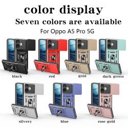 For Oppo A5 Pro 5G Case With Slide Lens Cover A3x 4G A3 4G Rotating Ring Shockproof Stand Holder Phone Case
