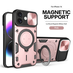 Case For iPhone 16 15 Pro Max Magnetic Slide Camera Protection iPhone16 15 Plus Cover 360 Rotate Kickstand Armor Ring Funda Capa