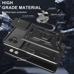 For Samsung Galaxy XCover7 Pro Case With Slide Lens Cover Rotating Ring Shockproof Stand Holder Phone Case