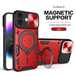 Case For iPhone 16 15 Pro Max Magnetic Slide Camera Protection iPhone16 15 Plus Cover 360 Rotate Kickstand Armor Ring Funda Capa