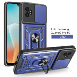 For Samsung Galaxy XCover7 Pro Case With Slide Lens Cover Rotating Ring Shockproof Stand Holder Phone Case