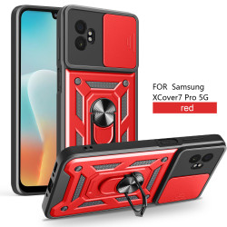 For Samsung Galaxy XCover7 Pro Case With Slide Lens Cover Rotating Ring Shockproof Stand Holder Phone Case