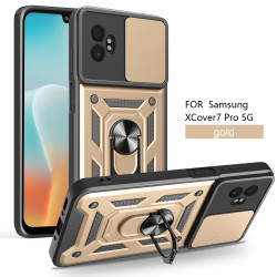 For Samsung Galaxy XCover7 Pro Case With Slide Lens Cover Rotating Ring Shockproof Stand Holder Phone Case