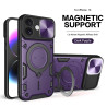 Case For iPhone 16 15 Pro Max Magnetic Slide Camera Protection iPhone16 15 Plus Cover 360 Rotate Kickstand Armor Ring Funda Capa
