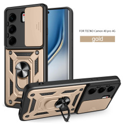 For Tecno Camon 40 Pro 4G Case With Slide Lens Cover Camon 40 4G Camon 30 30 Pro 5G Rotating Ring Shockproof Stand Holder Phone Case