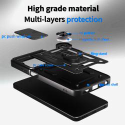 For Oppo A5 5G Case With Slide Lens Cover A5 Pro 5G A3 4G A3X 4G Rotating Ring Shockproof Stand Holder Phone Case