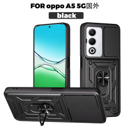 For Oppo A5 5G Case With Slide Lens Cover A5 Pro 5G A3 4G A3X 4G Rotating Ring Shockproof Stand Holder Phone Case