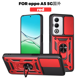 For Oppo A5 5G Case With Slide Lens Cover A5 Pro 5G A3 4G A3X 4G Rotating Ring Shockproof Stand Holder Phone Case