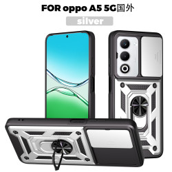 For Oppo A5 5G Case With Slide Lens Cover A5 Pro 5G A3 4G A3X 4G Rotating Ring Shockproof Stand Holder Phone Case