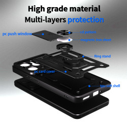 For Realme 14 Case With Slide Lens Cover Rotating 13+5G 13Pro 5G 13Pro+ 5G Ring Shockproof Stand Holder Phone Case