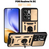 For Realme 14 Case With Slide Lens Cover Rotating 13+5G 13Pro 5G 13Pro+ 5G Ring Shockproof Stand Holder Phone Case