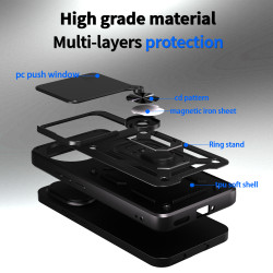 For Xiaomi Redmi K80 Pro 5G Case With Slide Lens Cover Redmi K80 5G K70 Pro K70E 5G Ring Shockproof Stand Holder Phone Case