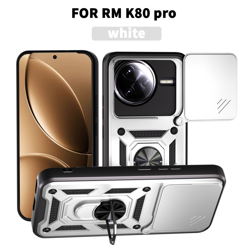 For Xiaomi Redmi K80 Pro 5G Case With Slide Lens Cover Redmi K80 5G K70 Pro K70E 5G Ring Shockproof Stand Holder Phone Case