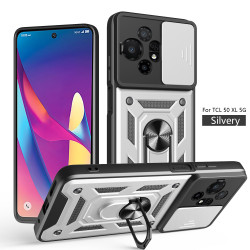 For TCL 50 XL Case With Slide Lens Cover Rotating 50SE 40SE4G Ring Shockproof Stand Holder Phone Case