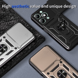 For itel A90 Case With Slide Lens Cover Rotating A70 Ring Shockproof Stand Holder Phone Case