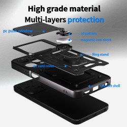 For itel A90 Case With Slide Lens Cover Rotating A70 Ring Shockproof Stand Holder Phone Case