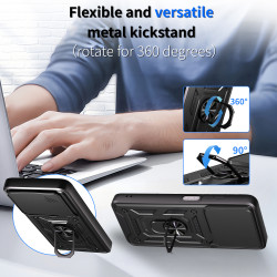 For itel A90 Case With Slide Lens Cover Rotating A70 Ring Shockproof Stand Holder Phone Case