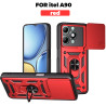 For itel A90 Case With Slide Lens Cover Rotating A70 Ring Shockproof Stand Holder Phone Case