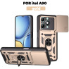 For itel A90 Case With Slide Lens Cover Rotating A70 Ring Shockproof Stand Holder Phone Case