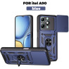 For itel A90 Case With Slide Lens Cover Rotating A70 Ring Shockproof Stand Holder Phone Case