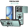 For itel A90 Case With Slide Lens Cover Rotating A70 Ring Shockproof Stand Holder Phone Case
